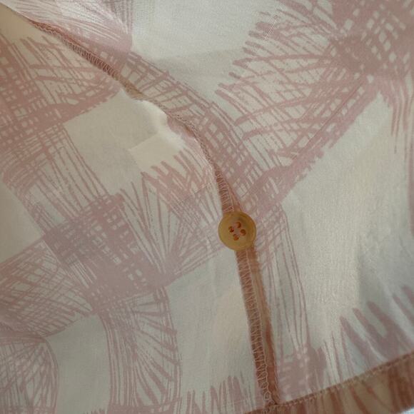 Vintage Lloyd Williams Pink & Cream Satin Button Front Career Blouse Size 4 FLAW - Picture 8 of 15